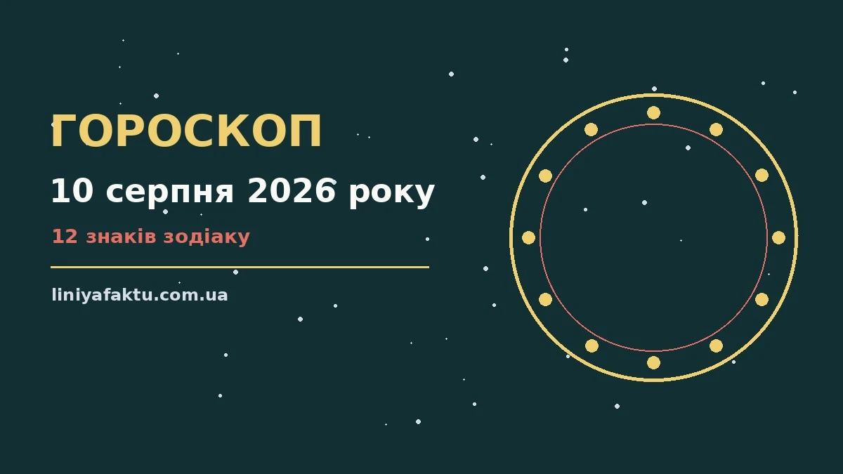 Гороскоп на 10 серпня 2026 року: де діяти без зволікань для спокійних і точних рішень