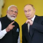 Путін і прем'єр-міністр Індії Нарендра Моді під час зустрічі на полях саміту ШОС у Бішкеку