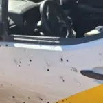 Наслідки удару дрона по пересувному відділенню Укрпошти на Чернігівщині (фото з телеграму Ігоря Смілянського)