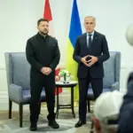 Володимир Зеленський та Марк Карні під час зустрічі в Калгарі