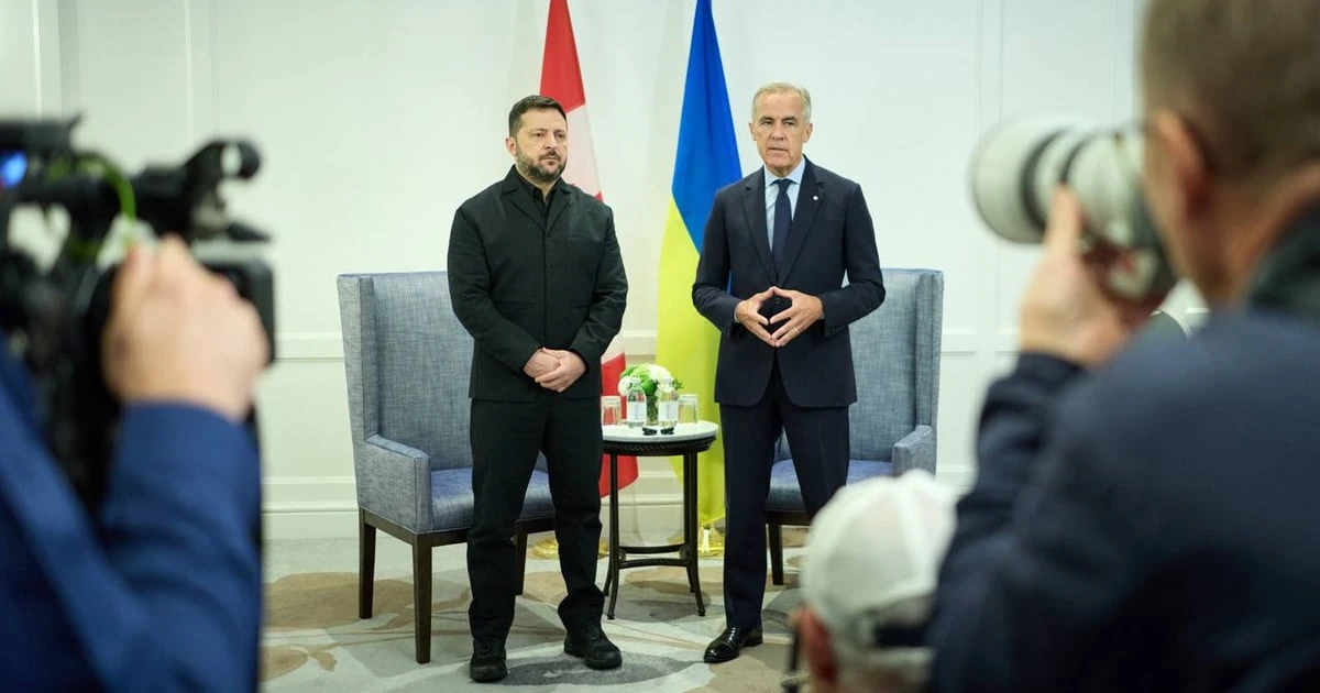 Володимир Зеленський та Марк Карні під час зустрічі в Калгарі